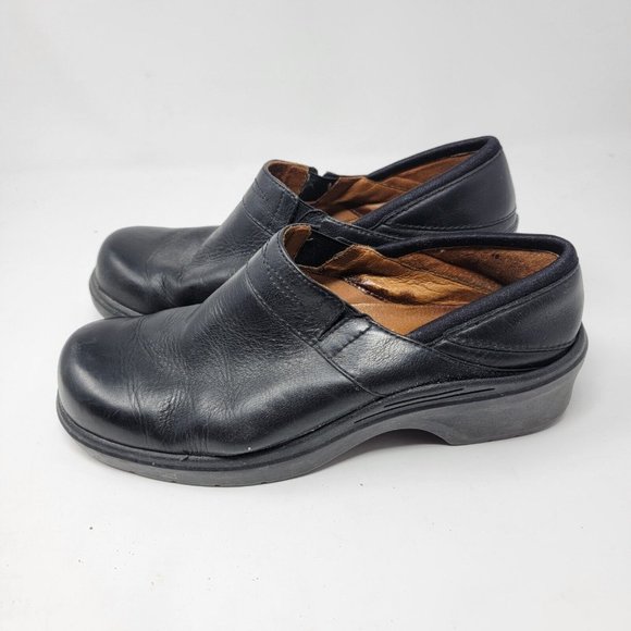 Ariat Women's Sz 8B Black‎ Leather Toe Slip On Nurse Shoes Clog - Picture 3 of 8